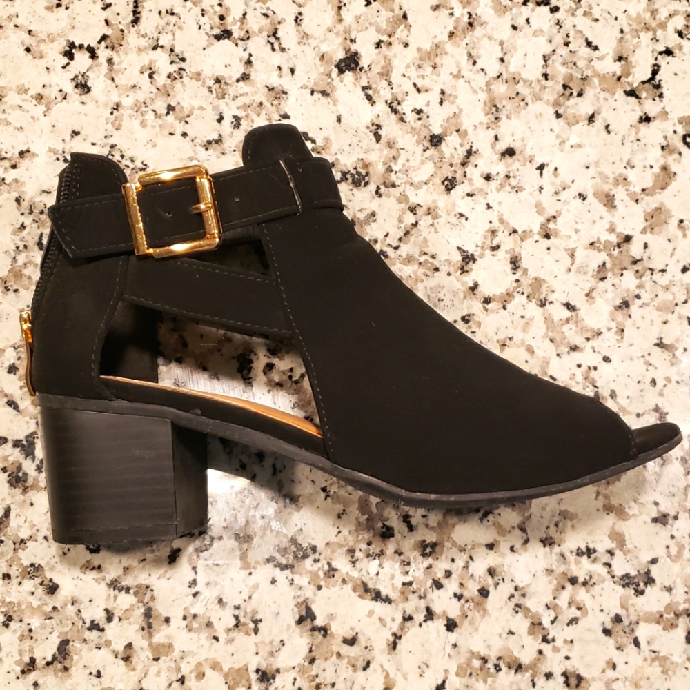 Black Open Side Booties